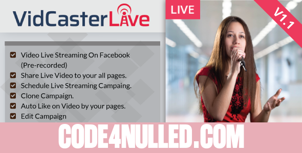 VidCasterLive v1.1 - Facebook Live Streaming With Pre-recorded Video
