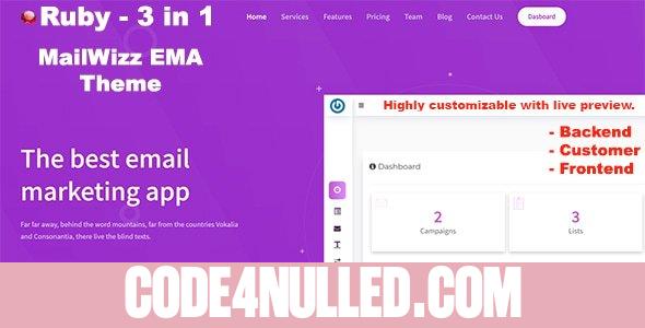 Ruby v1.2.1 - 3 in 1 Mailwizz Modern Customizable Theme with Landing Page