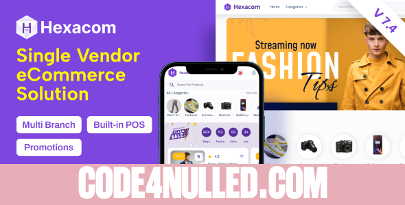 Hexacom v7.4 - single vendor eCommerce App with Website, Admin Panel and Delivery boy app - nulled