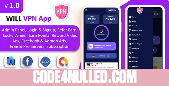 WILL VPN App v1.0 - VPN App With Admin Panel