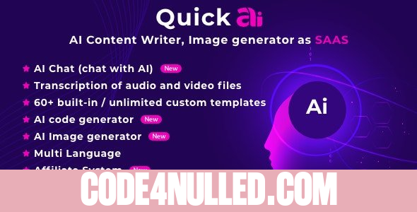 QuickAI OpenAI v2.8 - ChatGPT - AI Writing Assistant and Content Creator as SaaS - nulled
