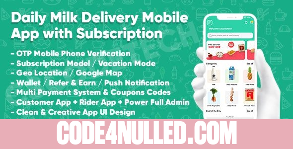 Dairy Products, Grocery, Daily Milk Delivery Mobile App with Subscription v1.6