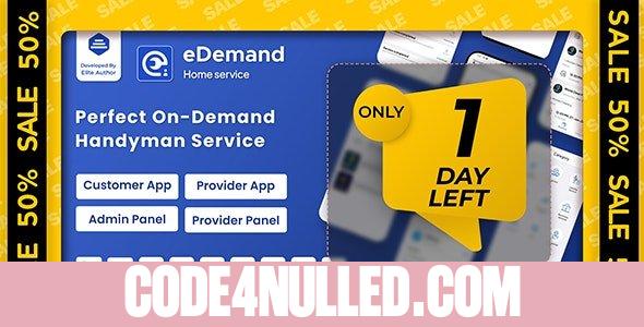 eDemand v1.4.0 - Multi Vendor On Demand Handy Services, Handyman with Flutter App & Admin panel