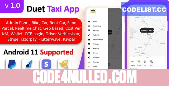 Duet Taxi App v1.0 - Taxi App With Admin Panel | Multi Payment Gateway | Recharge Wallet | Notification