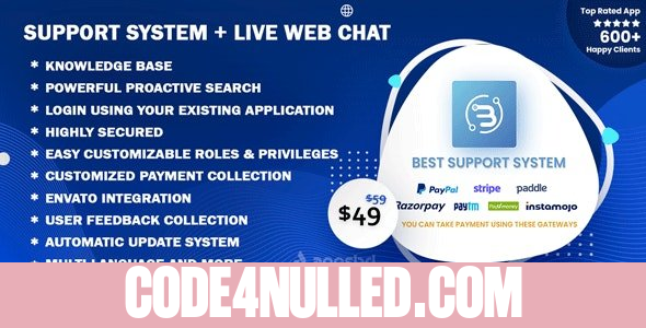 Support System v4.1.4 - Live Web Chat & Client Desk & Ticket Help Desk - nulled