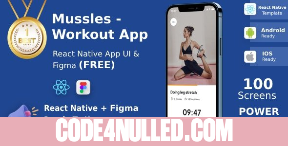 Workout Apps v1.1 - UI Kit, React Native, Figma (FREE), Mussles