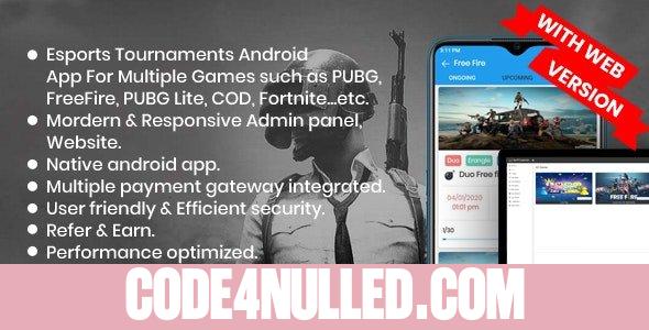 BattleMania With Web version v5.0 - Tournament App with Website & Admin Panel for PUBG / Free Fire / COD - nulled