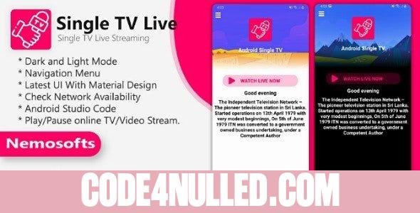 Android TV Channel - Single TV Live Streaming App 1 February 2021