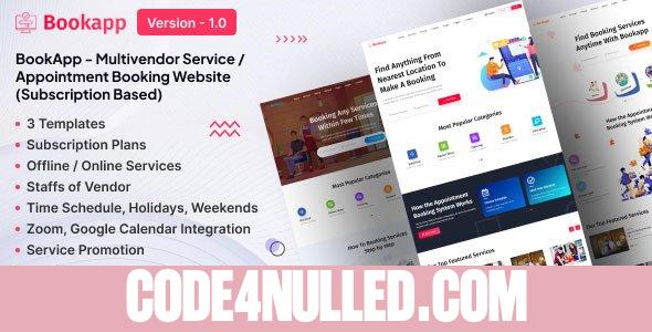 Bookapp v1.0 - Multivendor Service / Appointment Booking Laravel Website (Subscription Based)