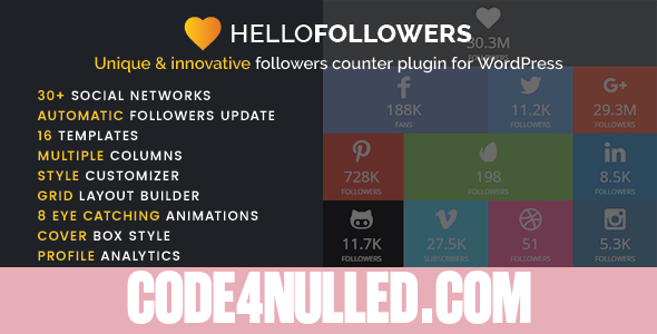 Hello Followers v2.3 - Social Counter Plugin for WordPress