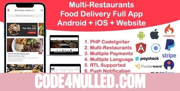 Food Delivery Multi Restaurant Ionic 5 + CodeIgniter (Android + iOS + Website + Admin) v1.0