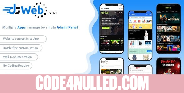 DTWeb v1.2 - Convert Website to a Flutter App | multiple webapp supprot | Laravel admin panel