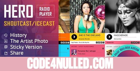 Hero v1.0.0 - Shoutcast and Icecast Radio Player With History - Elementor Widget Addon