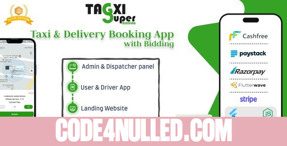 Tagxi Super Bidding v2.2 - Taxi + Goods Delivery Complete Solution With Bidding Option