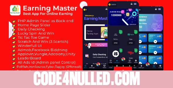 Earning Master v1.0.5 - Android Rewards Earning App With Admin Panel