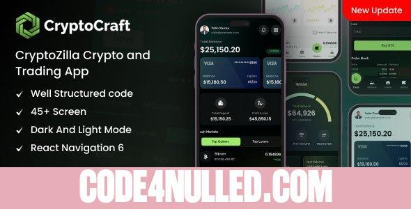 CryptoCraft v2.0 - React Native CLI Cryptocurrency Mobile App Template