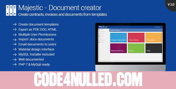 Majestic v2.1 - Create documents from templates. Generate contracts and invoices