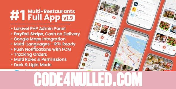 Food Delivery Flutter + PHP Laravel Admin Panel v1.9.4