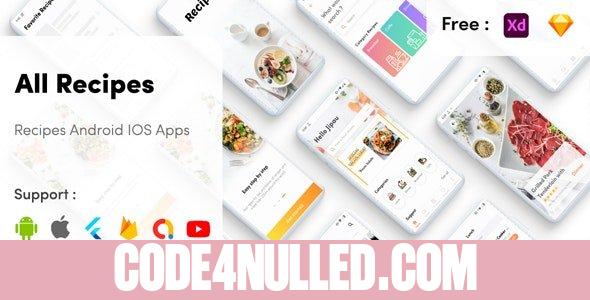 Flutter Recipe Pro v2.0 - Recipes Mobile App Cookbook with admin panel flutter recipe mobile app