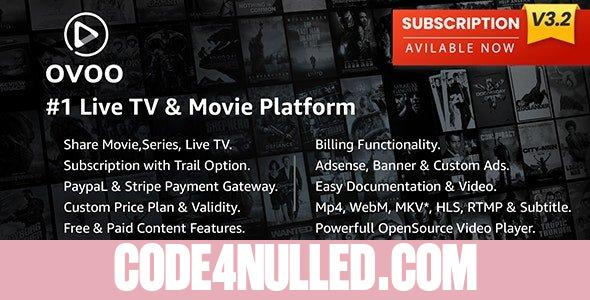 OVOO v3.2.4 - Live TV & Movie Portal CMS with Membership System - nulled