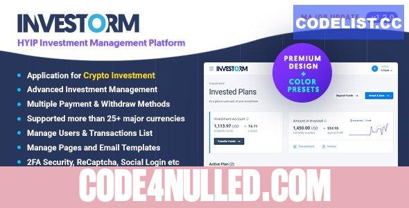 Investorm v1.2.0 - Advanced HYIP Investment Management Platform