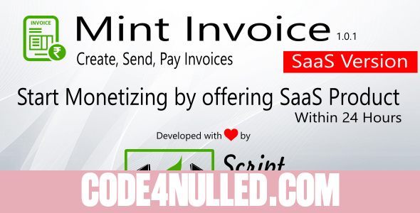 Mint Invoice SaaS Version - Create, Send, Pay Invoices, Paypal & Stripe Payment Gateway