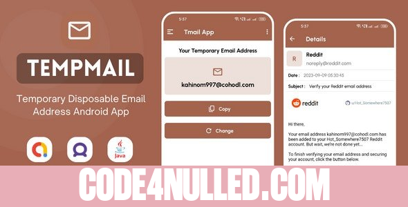 TempMail v1.0 - Temporary Disposable Email Address App with AdMob Ads