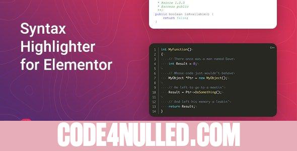 Coder v1.0.4 - Syntax Highlighter for Elementor