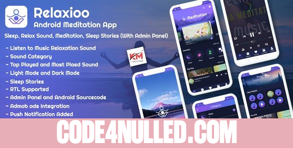 Relaxioo v1.3 - Android App Relaxation & Meditation Music Application with Admin Panel