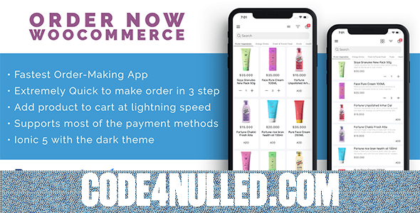 Order Now v1.0 - Mobile app for WooCommerce ionic 5