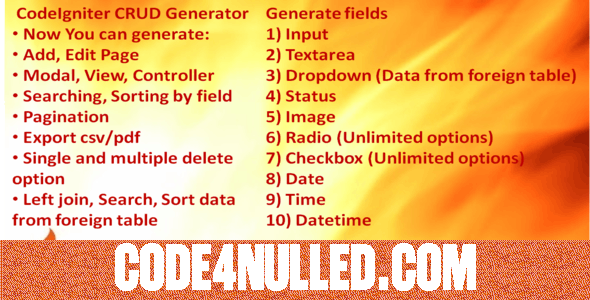 CodeIgniter CRUD Generator