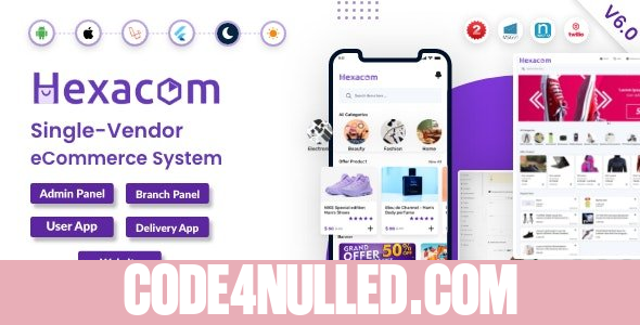 Hexacom v6.2.1 - single vendor eCommerce App with Website, Admin Panel and Delivery boy app - nulled