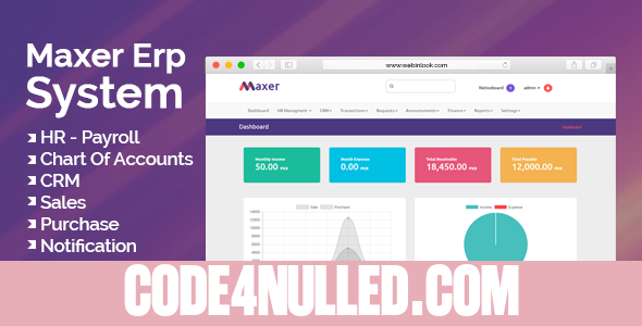 Maxer Erp System - HR, Finance, Sales, Purchase, CRM, Email Notifications