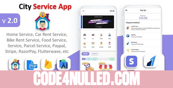 City Service App v2.0 - Service At Home - Multi Payment Gateways Integrated Multi Login