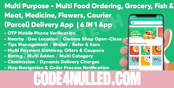 Delivery King v1.2 - Multi Purpose Food, Grocery, Fish-Meat, Pharmacy, Flower, Courier Delivery
