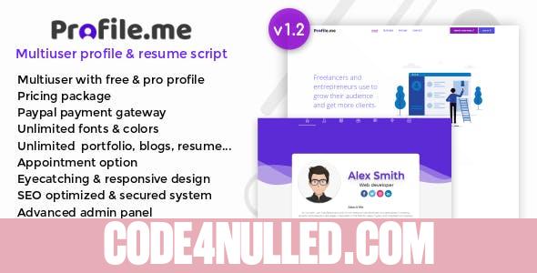 Profile.me v1.2 - Multiuser Profile & Resume Script - nulled