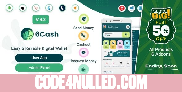6Cash v4.2 - Digital Wallet Mobile App with Laravel Admin Panel - nulled