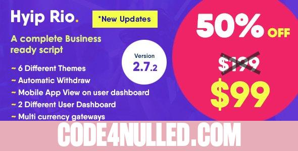 Hyip Rio v2.7.2 - Advanced Hyip Investment Scheme With Ranking System and Automatic Withdraw - nulled