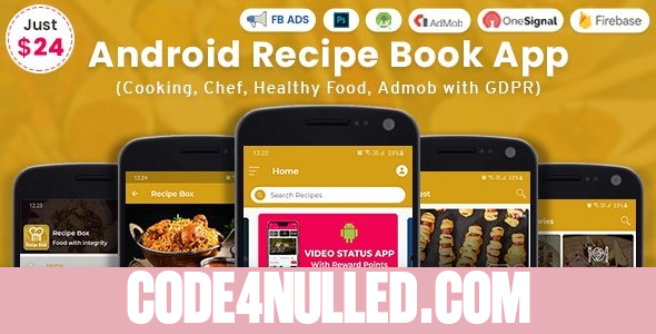 Android Recipe Book App (Cooking, Chef, Healthy Food, Admob with GDPR) v2.4