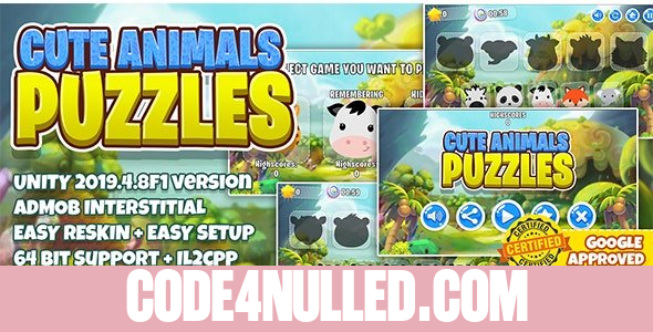 Cute Animal Puzzle Kids v1.0 - Unity3D + Admob Ads + Easy Reskin