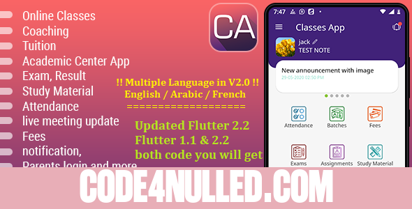 Online Classes v3.0 - Coaching, Tuition, Institute, Academic Center App - Advance App