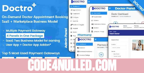 Doctro v5.1.0 - On-Demand Doctor Appointment Booking SaaS Marketplace Business Model - nulled