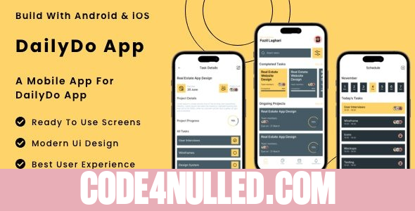 DailyDo App v1.0 - Online Daily Task Manager App Flutter | Android | iOS Mobile App Template
