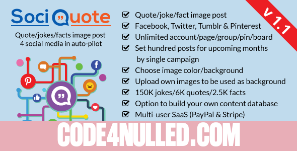 SociQuote v1.1 - Quotes/Jokes/Facts Image Post in Auto-Pilot