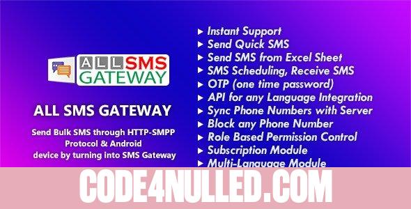 All SMS Gateway v2.1 - Send Bulk SMS through HTTP-SMPP Protocol & Android Phone by Turning into Gateway