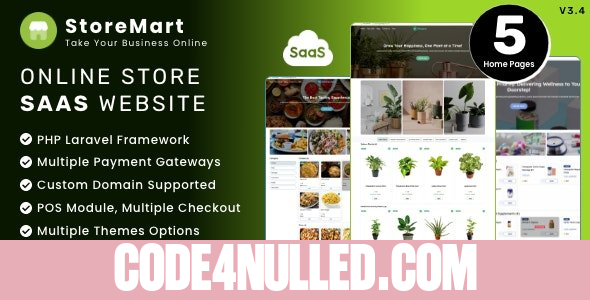 StoreMart SaaS v3.4 - Online Product Selling Business Website Builder - nulled