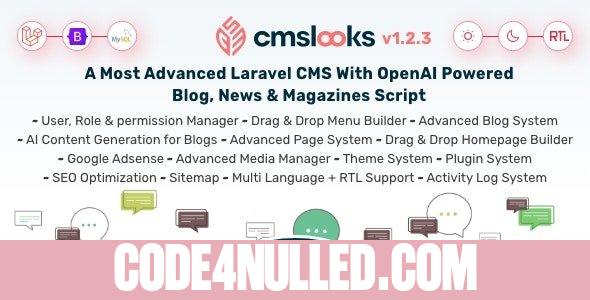 CMSLooks v1.2.1 - Laravel CMS With OpenAI Powered Blog, News & Magazines Script - nulled