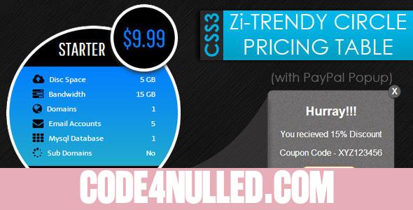 CSS3 Zi-Trendy Cirlce Pricing Tables + Paypal PopuP