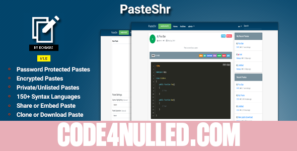 PasteShr v1.5 - Text Hosting & Sharing Script