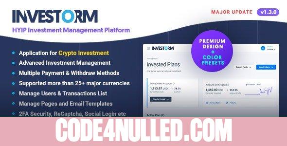 Investorm v1.3.0 - Advanced HYIP Investment Management Platform - nulled